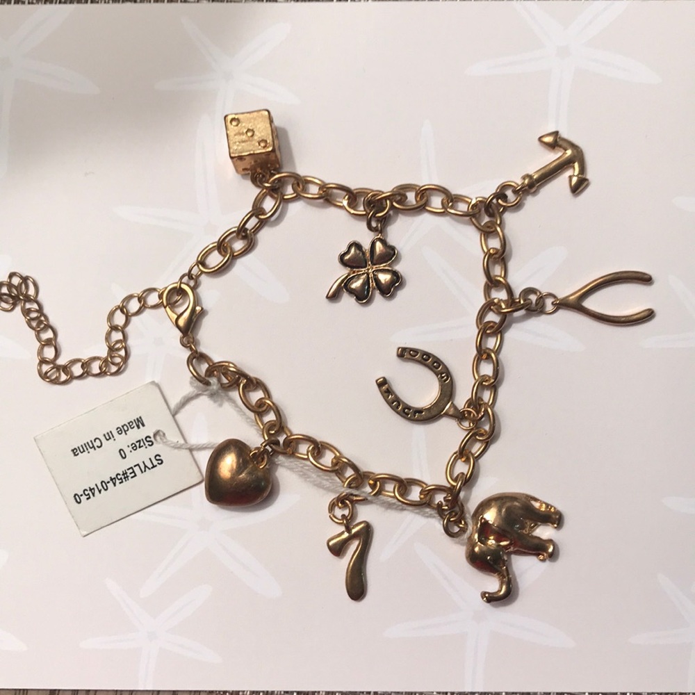 Gold metal charm bracelet
